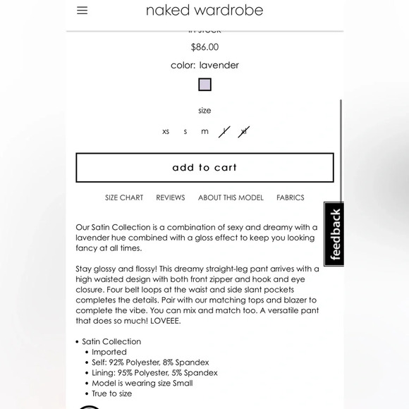 🦄 naked wardrobe High Waisted Gloss Pants NEW - Size Small | Color: Lavender - Picture 10 of 11